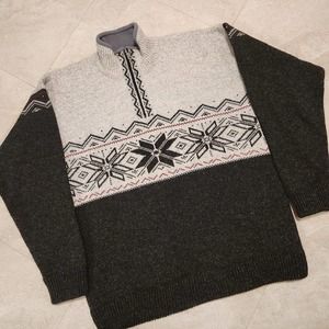 Baltic Inspirations Tradition Estonia Mens L Large Wool Zip Knit Nordic Sweater
